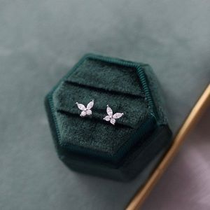 Silver Cubic Zirconia Butterfly Stud Earrings